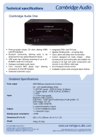 Cambridge Audio One - Technical Specifications 